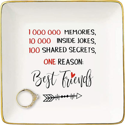 Women Best Friends Present-Friendship Memories Long Distance Gift,Mother's Day Wedding Graduation Christmas Birthday Presents-Female Jewelry Tray,Trinket Holder,Ring Dish