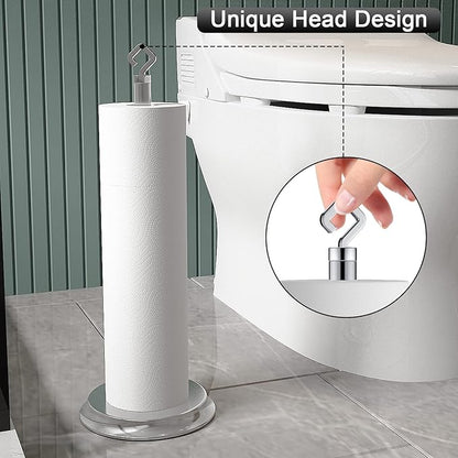 Toilet Paper Holder for Bathroom, Metal Free Standing Toilet Paper Storage with Rustproof, Tissue Paper Roll Stand for Bathroom Accessories (Poilshed Chrome)