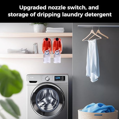 [2 Pack] Laundry Detergent Dispenser Cup Holder & Nozzle Force-Saving Switch, Soap Dispenser,Drip Catcher, for Laundry Room Organization and Storage