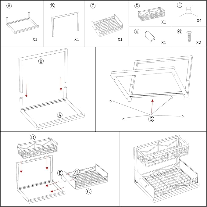 Under Sink Organizer - 2 Tier Pull Out Cabinet Organizer with Sliding Drawers, Adjustable Metal Storage Shelf for Kitchen & Bathroom, Space Saving Storage Solution (White, 1-Pack)