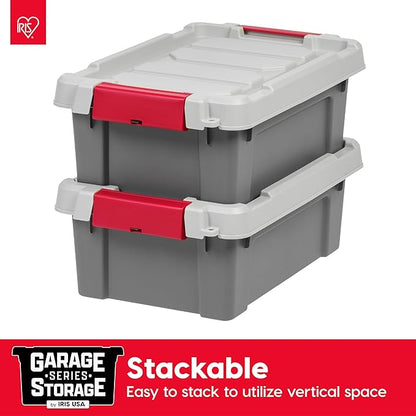 IRIS USA 3 Gallon Lockable Storage Totes with Lids, 5 Pack, Heavy-Duty Durable Stackable Containers, Large Garage Organizing Bins Moving Tubs, Rugged Sturdy Equipment Utility Tool Box, Gray