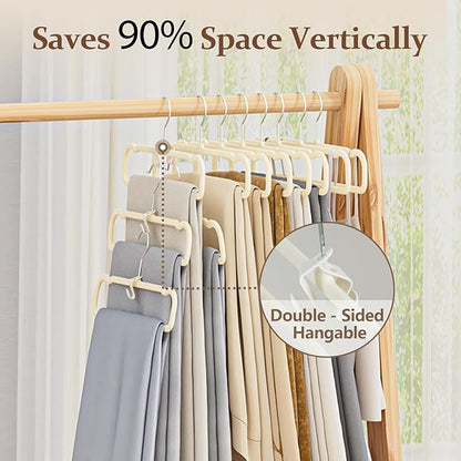 UEAKPIC Velvet Felt Pants Hangers 30 Pack – Heavy Duty Space Saving Clothes Hangers with 360° Swivel Hook, Non-Slip Thin Design for Suits, Shirts, Coats, Dresses – Includes 30 Hooks (Ivory)