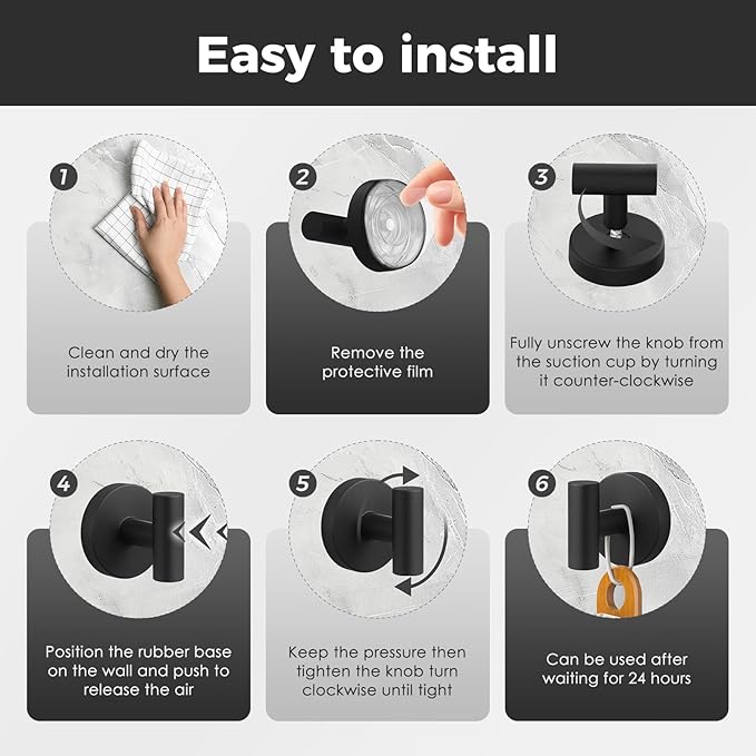 WingWider Shower Hooks for Inside Shower,No-Drill Removable&Reusable Towel Hooks for Bathroom,Heavy Duty Suction Cup Hooks for Glass Window,2 Packs(Black)
