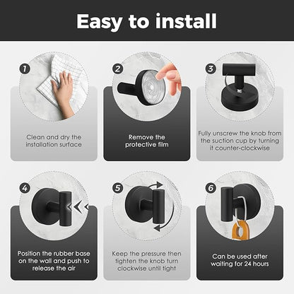 WingWider Shower Hooks for Inside Shower,No-Drill Removable&Reusable Towel Hooks for Bathroom,Heavy Duty Suction Cup Hooks for Glass Window,2 Packs(Black)