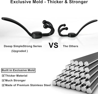 Dseap Over Door Hook 2.0 - Upgraded Version - Simple-Assembly, Strong, Heavy-Duty Stainless Steel 5-Tri-Hook Over The Door Hanger Rack, SimpleStrong Series, Grey, Pack of 2