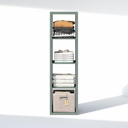Furinno Cubic Closet Organizers and Storage, 4-Cube Closet Organizer, Vertical Open Shelf Closet Storage, Extra Thick Frame for Wardrobe, Bedroom, Living Room, Sage Green