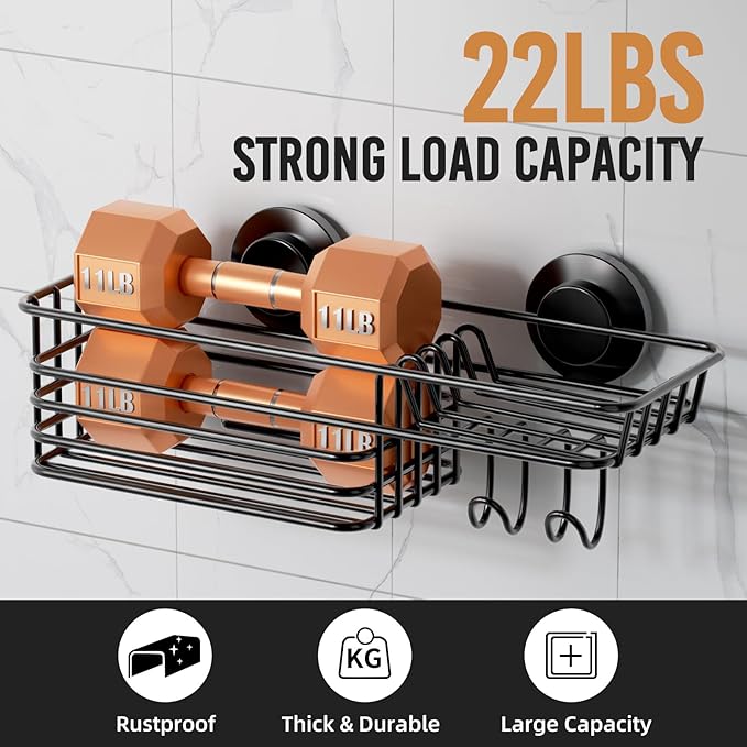 LEVERLOC Shower Caddy, Grey, Suction Cup, One Second Installation, Bionic Octopus Tentacle Design, Weatherproof, Waterproof, Oil-Proof, Anti-Aging, 12" L x 5" W x 4.7" H