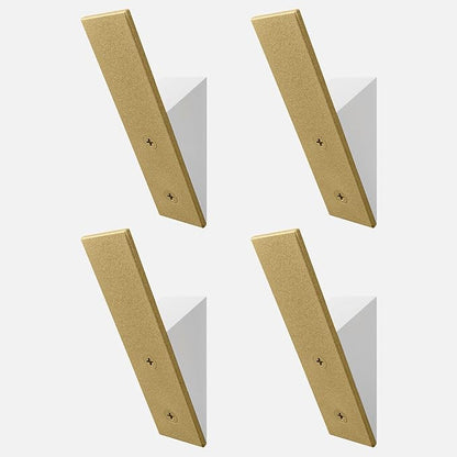 Homeforia Gold Wall Coat Hooks, High End White Wood & Gold Metal Wall Mounted Clothing Hook, Mid-Century Modern Clothes Hooks, Heavy Duty Wooden Hook for Hanging Coats, Hats, Towels & More, Set of 4