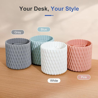 Pencil Holder - 360° Rotation, 5 Slot Desk Supplies For Women Office Aesthetic. Pen Holder For Office&School, Desk Accessories(Blue)