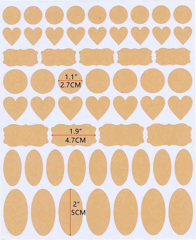 Brown Kraft Bottle Label Stickers, Self Adhesive Blank Labels for Essential Oil Bottle, Mason Jars, Spice Jars, Storage Bins, Skincare Labels, Pantry Labels (Circular Style)