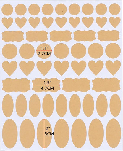 Brown Kraft Bottle Label Stickers, Self Adhesive Blank Labels for Essential Oil Bottle, Mason Jars, Spice Jars, Storage Bins, Skincare Labels, Pantry Labels (Circular Style)