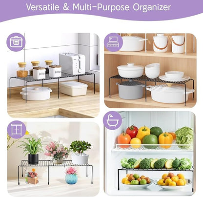 Expandable Freezer Shelf Rack, No Assembly Required Wire Shelf for Upright and Chest Freezers, Refrigerator Freezer Organizer, Space Saving Pantry and Cabinet Rack (Black)