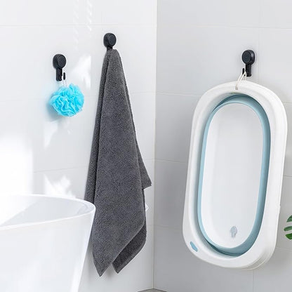TAILI 4 Pack 360° Rotatable Powerful Suction Cup Shower Hooks for Towel, Loofah, Damage-free Hanging Versatile Wall Hooks for Inside Bathroom, Decoration, Removable Suction Holders, Easy to Use, Black