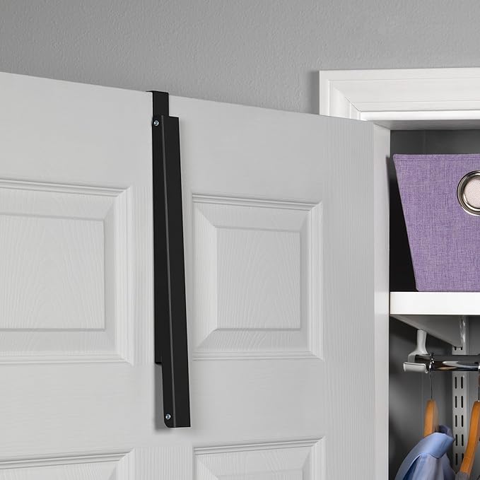 HOLDN’ STORAGE Over The Door Hanger - Single Foldable Rack Organizer for Hanging Clothes, Coats & Towels, Ideal for Dorm Rooms, Laundry, Bathrooms, Etc - Holds up to 20 LBs - Black (2 Pack)