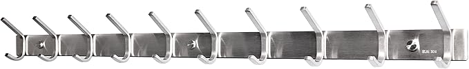 WEBI Coat Rack Wall Mount,10 Coat Hooks for Hanging Coats,30 Inch Stainless Steel 304 Coat Hanger Wall Mounted Hook Rack Rail for Clothes,Jacket,Brushed Nickel