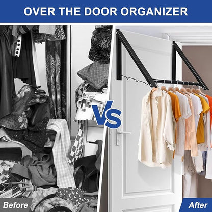 Over The Door Clothes Hanger,1.69 Inch Door Hook For Over The Door Drying Rack,Foldable Retractable Overdoor Hanger Hook For Bathroom,Laundry Room,Apartament And Bedroom