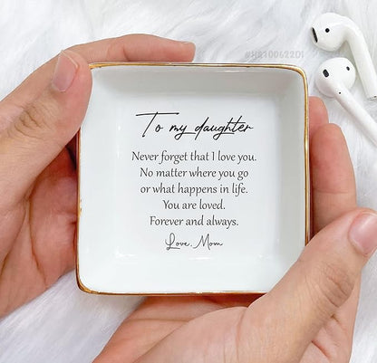 To My Daughter Gift, Ceramic Ring Dish For Girl Bride From Mom, Jewelry Dish, Jewelry Holder, Daughter Birthday Gift, Daughter Present, Wedding Gift, Mother And Daughter, Daughter In Law Gift