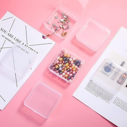 Jetec 6 Pieces Mini Plastic Clear Beads Storage Containers Box for Collecting Small Items, Beads, Jewelry, Business Cards, Game Pieces, Crafts (3.3 x 3.3 x 1.1 Inch)