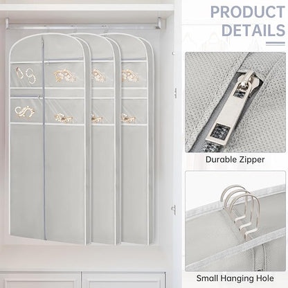 72" Garment Bag for Travel for Hanging Clothes Storage Hanging Suit Cover with Zipper and Accessory Storage for Coats, Dresses, Suits