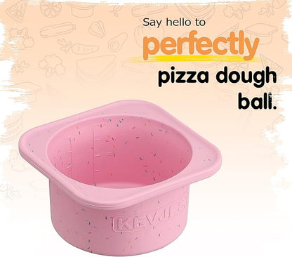 KEVJES PLUS 1000ml Pizza Dough Proofing Containers for DIY family Artisan Pizza, Food Grade Silicone Stackable Boxes with Lids, Freezer, Fridge, Dishwasher Safe-Sprinkles Pattern-3 Pack (Cotton Candy)