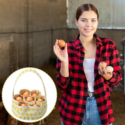 2 Pieces Egg Basket Mini Egg Collecting Bags Gathering Basket with 7 Pouches for Easter Farmhouse Chicken Hen Duck Goose Housewife Garden Transporting Storage, 8 x 2.6 Inch(Pretty)