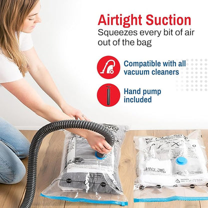 Spacesaver 2 Pack Jumbo Vacuum Storage Bags for Blankets & Clothes – Jumbo Vacuum Sealed Compression Bags with Hand Pump – Space Saver Storage Bags for Bedding, Moving, Travel & Organization