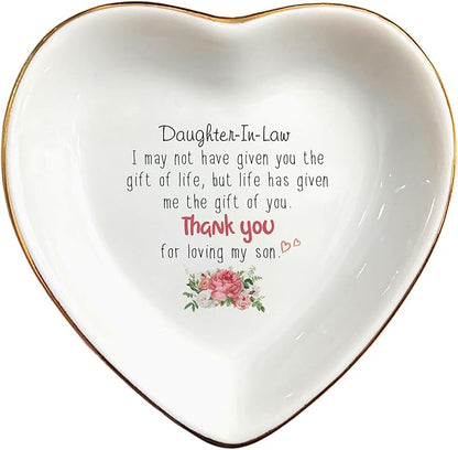 Thank You For Loving My Son Ring Dish Gift-Daughter In Law Gifts From Mother In Law-Ring Trinket Dish Jewelry Tray From Mother-in-law-Memorable Birthday,Wedding,Engagement,Christmas,Thanksgiving