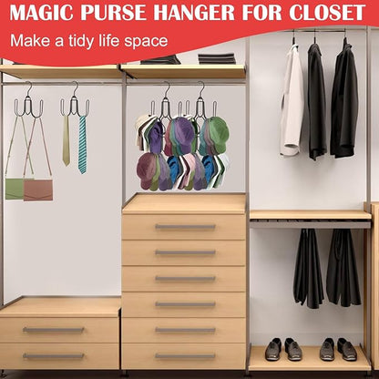NAKBINX 2 Pack Hat Hanger for Closet, Collapsible Metal Hat Organizer for Baseball Caps, Racks with 4 Big Hooks, 360° Rotation Space Saving Hangers, Better Organizer&Display for Tie, Scarves, Black