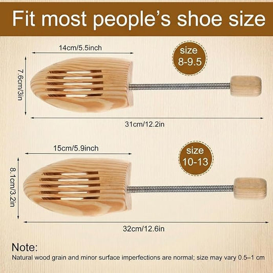 3 Pairs Adjustable Wood Shoe Trees with Spring, Shoe Shaped for Men Women, Sneakers, Leather Shoes Stretcher Shaper Suitable for Us Sizes Boot Holder Prevent Creasing