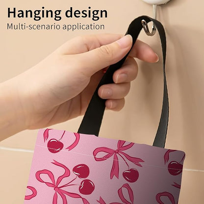 Plastic Bag Holder, Wall Mount Grocery Bag Organizer, Funny Hanging Trash Bag Storage Dispenser for Home Kitchen Cute Pink Bowknot