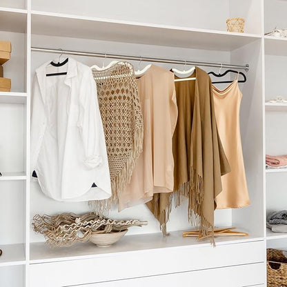 ZBODIMP Velvet Short Neck Hangers - Heavy-Duty, Non-Slip Felt Surface, Space-Saving Design with Anti-Slip Grooves & Shoulder Shape, 360° Rotating Hooks, Durable for Coats, Shirt& Dresses (30, Beige C)