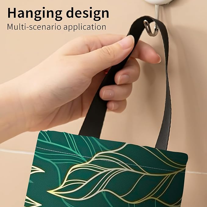 Plastic Bag Holder, Wall Mount Grocery Bag Organizer, Funny Hanging Trash Bag Storage Dispenser for Home Kitchen Cute Green Leaf