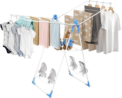 Gullwing Drying Rack, Foldable Space Saving Laundry Racks for Drying Clothes, Easy to Assemble Multi Functional Adjustable Outdoor Drying Rack Clothing for Garden Patio Balcony Indoor Use