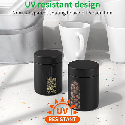 Glass Storage Jar (4 oz), 2 Pack Premium Smell Proof Visual Container with Child Resistant Cap, Small Waterproof Bottle Multipurpose Container for Coffee Teas Herbs Spices(120ml)