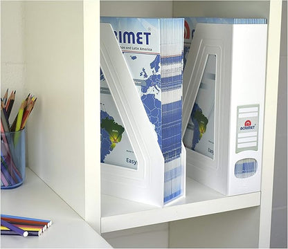 Acrimet Magazine File Holder – Vertical Rack for Documents, Folders and Mail, Durable Plastic Desk Organizer for Office & Home, White (2 Pack)