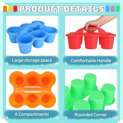 6 Pack Classroom Caddy Organizer with Handle, Plastic Art Caddy Holder, 6 Compartments for Desk, Table, Office, Crafts, Crayon, Marker, Pencil, School Supplies (12 x 9 x 3.5 Inch)