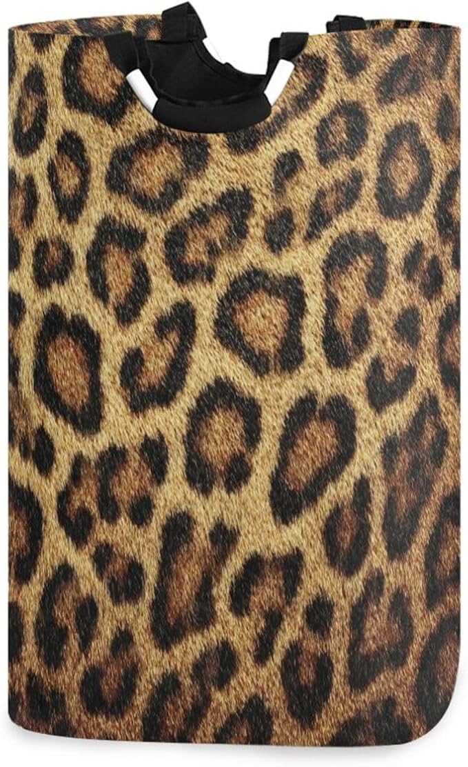 Laundry Hamper Basket Leopard Texture Golden Storage Basket Collapsible Clothes Hamper with Handle Decorative Organizer Bins Basket for Living Room Toys Pillows Clothes
