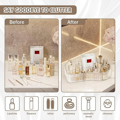 BVGDGSD Clear Makeup Organizer Countertop for Vanity Acrylic Skincare Storage and Make up Organization for Desk Cosmetic Display Case and Makeup Brush Holder for Bedroom,Bathroom,5 Compartments