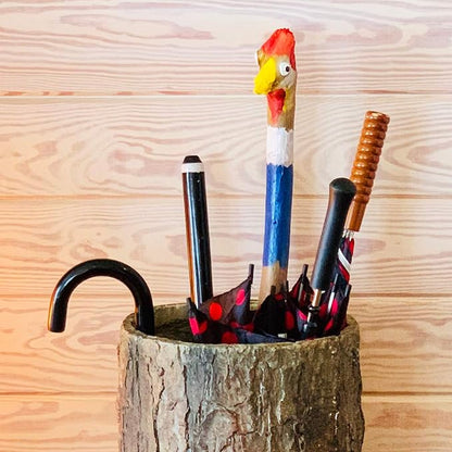 🌳 Vintage Farmhouse Umbrella Stand. Unique Indoor / Outdoor Walking Stick & Umbrella Holder. Rustic Home Entryway Log Bin.