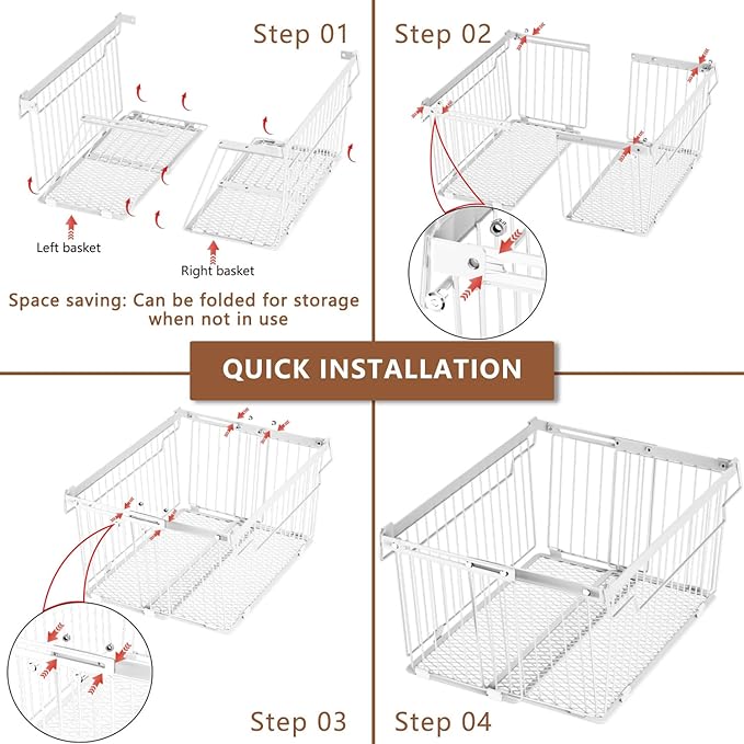 ANJUBAN Large Freezer Organizer Bins，Upgraded Bottom Leak-Proof net，Fit 5 to 9 Cu Ft Chest Freezer，4 Pack， Expandable Stackable Chest Freezer Containers with Handle (White-4P)