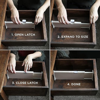 6 Drawer Organizer and Dividers, Organize Silverware and Utensils in Home Kitchen, Divider for Clothes in Bedroom Dresser, Designed to Not Snag Underwear and Bra Fabrics, Bathroom Storage Organizers