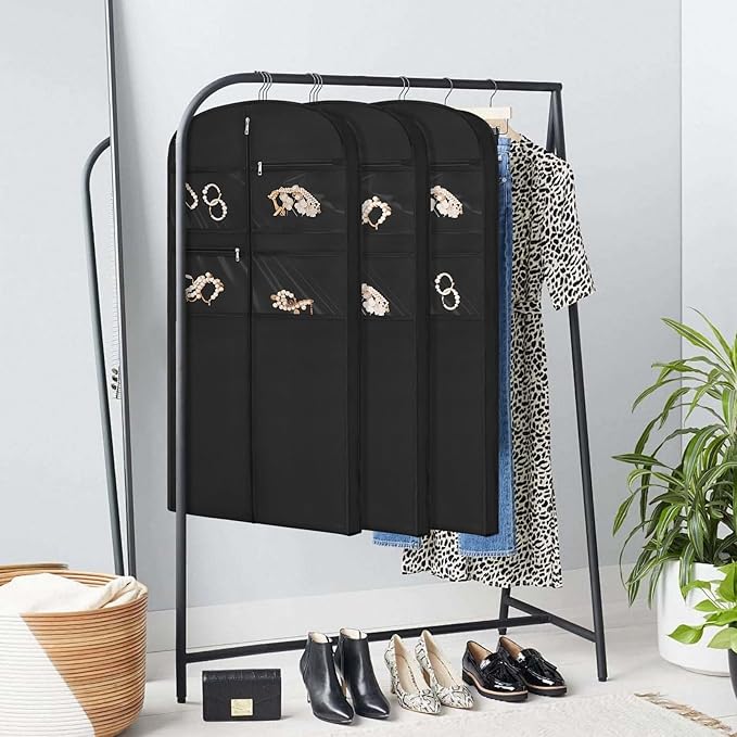50" Garment Bag for Travel for Hanging Clothes Storage Hanging Suit Cover with Zipper and Accessory Storage for Coats, Dresses, Suits