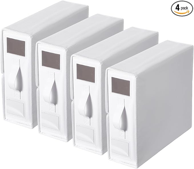 uxcell 4 Pack Bed Sheet Organizers and Storage with Handle, Foldable Bedding Duvet Cover Set Organizer Storage Closet and Under Bed Storage Containers, White