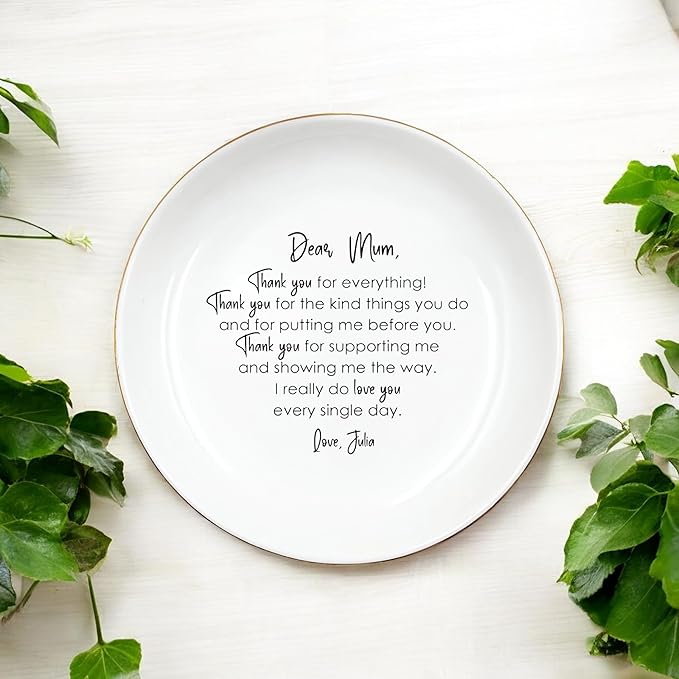 HatafaFurni Custom Ring Dish Holder Gifts for Mom, Wedding Ring Dish For Mother Gifts, Custom Jewelry Dish - Trinker Tray For Women, Gifts For Her - Ceramic Ring Dish