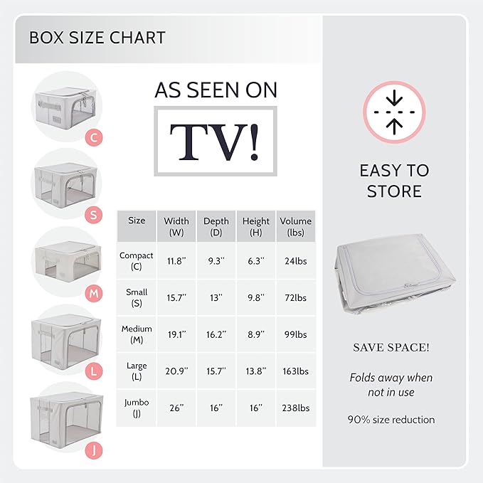 Periea Oxford Cloth Steel Frame Storage Boxes - Under-Bed or in Closet - Pack of 2 Small Organizers (Polka Dot)