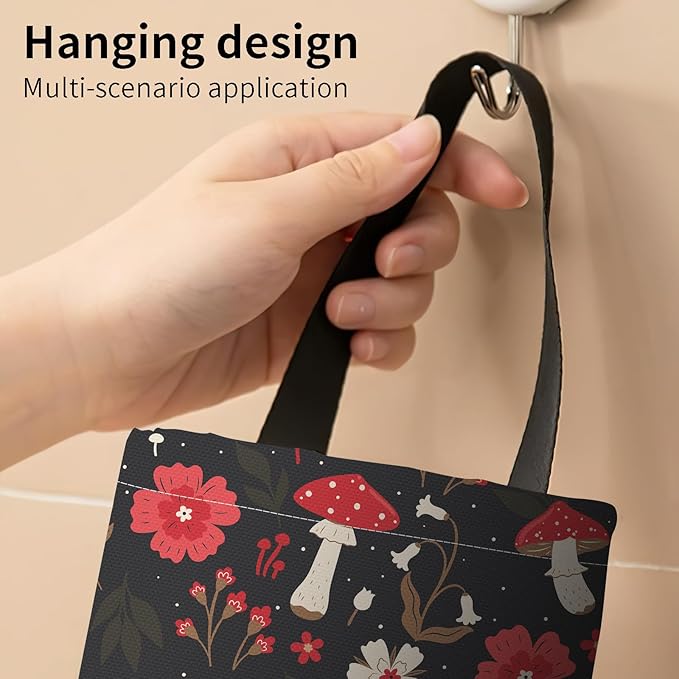 Plastic Bag Holder, Wall Mount Grocery Bag Organizer, Cute Red Mushroom