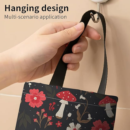 Plastic Bag Holder, Wall Mount Grocery Bag Organizer, Cute Red Mushroom