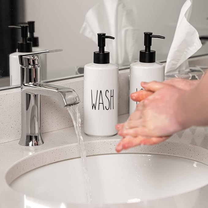 Heartland Home Porcelain 16oz Liquid Dispenser - Kitchen, Bathroom & Laundry Soap & Detergent Dispenser