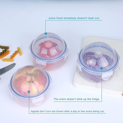 JUXYES Small Fruit and Vegetable Storage Containers With Lid, Plastic Onion Storage Keeper Containers for Fridge, Portable Fruit And Vegetable Savers Storage Containers for Onion Tomato Lemon Apple