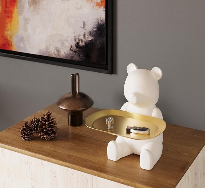 Key Bowl Key Dish, Decorative Tray, White Elephant Gifts, Bookshelf Decor, Coffee Table Decor, Sideboard Decor, House Warming Gifts, Closing Gifts for Home Buyers, Entryway Decor Ideas (Matte White)